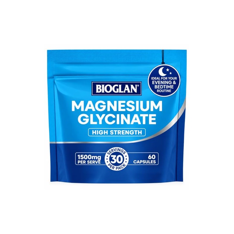 Bioglan High Strength Bedtime Magnesium Glycinate - 60 Vegan Capsules