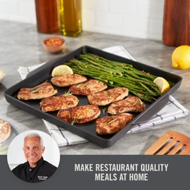 Zakarian by Dash 12"x12" Nonstick Cast Iron Grill Topper for Perfect Sear on Steaks, Burgers, Fish, Vegetables and More - Black