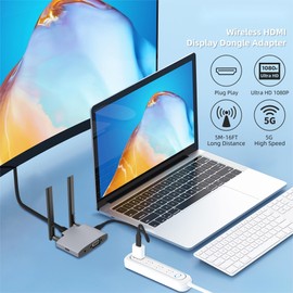 VJZFA Wireless Display Adaptor - 1080p Wireless HDMI Display Dongle Adapter, Plug and Play, for Laptop, PC, Smartphone to HDTV Projector Monitor