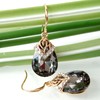 Navachi 18k Gold Plated Crystal Flower Pattern Water Drop Grey