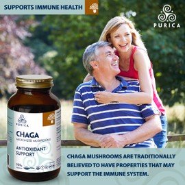 PURICA PURICA Organic Chaga Micronized Mushroom Blend 100g Powder 27 Servings, Chaga Extract, Support Digestive Balance, Immune Wellness, Antioxidant Benefit, Skin Glow & Mental Focus, Vegan, Non-GMO