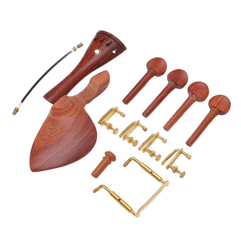 4/4 Wood Violin Parts Tailpiece Chinrest Tuning Pegs Metal Tail