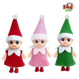 3pcs Christmas Elf Baby Mini Dolls,Christmas Baby Elves Twins Cute Little Elfs,Naughty Tiny Baby Elf Doll Novelty Toys Christmas Tradition Small Dolls for Girls Boys Kids Gift Xmas Stocking Stuffers