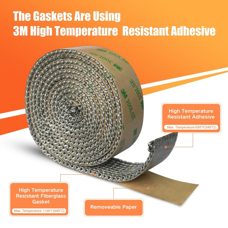 Stove Gasket Tape, Self Adhesive Flat Gasket for Woodstoves and