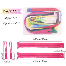 IDONGCAI - cierre de nailon de 14 pulgadas, 12 cremalleras y tirones de colores mixtos, para costura, bolsas, bricolaje, manualidades, bolsos, 12 colores surtidos