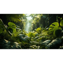 Aquarium Background Tropical Forest Terrarium Backdrop Nature Jungle Green Leaf Palms Background Green Leaf Palms Fish Tank Background Reptile Habitat Backdrop Tank Wallpaper Poster Vinyl 60x24in
