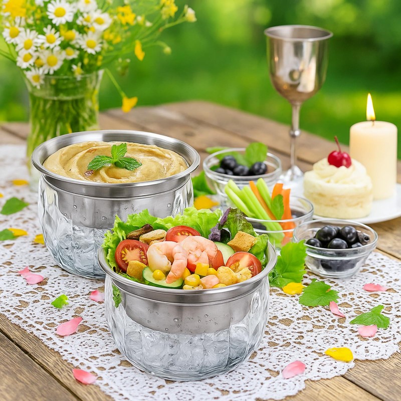ZENFUN 2 Pack 20 Oz Chilled Dip Bowl with Acrylic