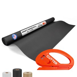 IDL Packaging Black Kraft Paper Roll 36" x 2160" (180 feet) with Cutter - Quality Black Paper Roll 50lb Thickness for Packing, Moving, Shipping & Crafts/Arts - Natural Wrapping Craft Paper