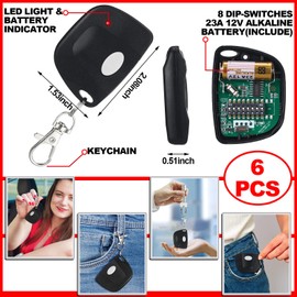 Kingdder Garage Door Remote Compatible with Linear Delta 3 (DT DTA DTD DTC DNT00002A) 8 Dip Switch 310mhz Gate Opener Remote with Keychain (6 Pcs)