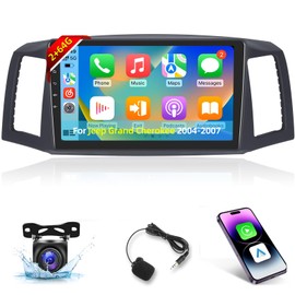 2+64G Android 13 Car Stereo for Jeep Grand Cherokee 2004-2007 - 10.1 Inch HD IPS Touch Screen Radio - Wireless Carplay & Android Auto/DSP/WiFi/GPS/Mirror Link + AHD Rear View Camera & Micron