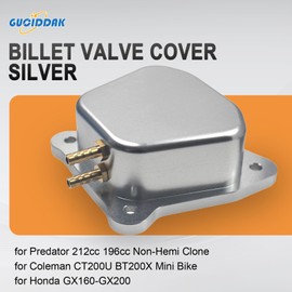 Billet Valve Cover for Predator 212cc 196cc Non-Hemi Clone,for Coleman CT200U BT200X Mini Bike,for Honda GX160-GX200, Silver