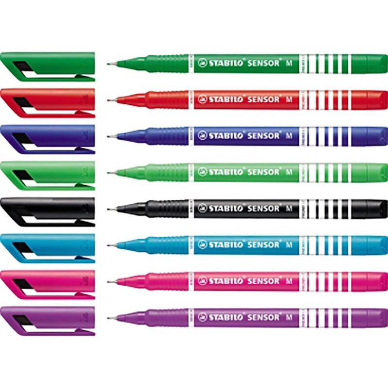 STABILO SENSOR M Fineliner with Spring-Loaded Tip, Medium, Single Pen,
