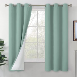 BGment Green Curtains for Bedroom, Blackout Curtains Thermal Insulated Bedroom Curtains 63 inch Length 2 Panels Soundproof Window Curtain Drapes, Each Grommet Curtains 42 Inch Wide, Frosty Green