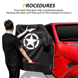 Door Storage Bags Compatible with 1976-2025 Jeep Wrangler YJ TJ JK JL 4XE Gladiator JT Car Accessories Doors Storage Cover with Hangers Design, Mirror Organizer Bag, Hinges Cut, Handles 2 Door