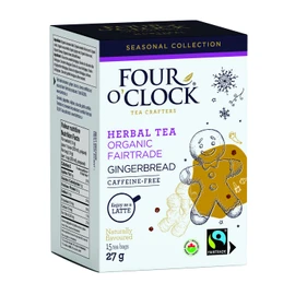 Four O'Clock Gingerbread Herbal Tea Organic Fairtrade, Winter Collection, Kosher, Gluten Free, 15 Teabags