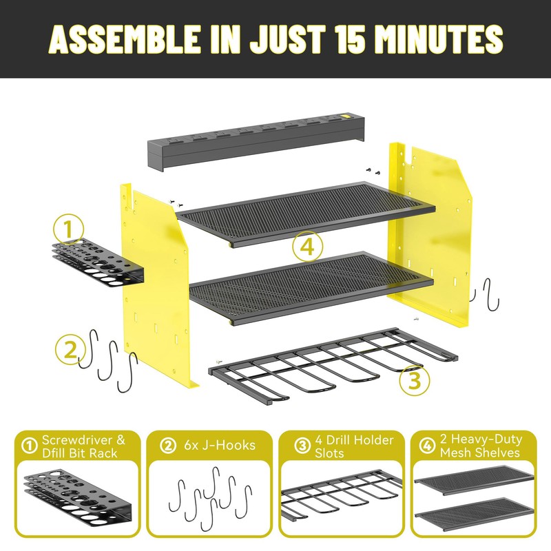 MAVIKS Heavy Duty Drill Holder & Power Tool Organizer Wall