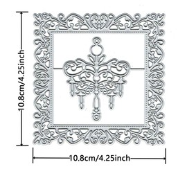 1 Piece Flower Leaves Frame Cutting Dies Square Metal Embossing Folder Wildflower Leaves Metal Cutting Dies for Scrapbooking Paper Craft Decor Photo Album