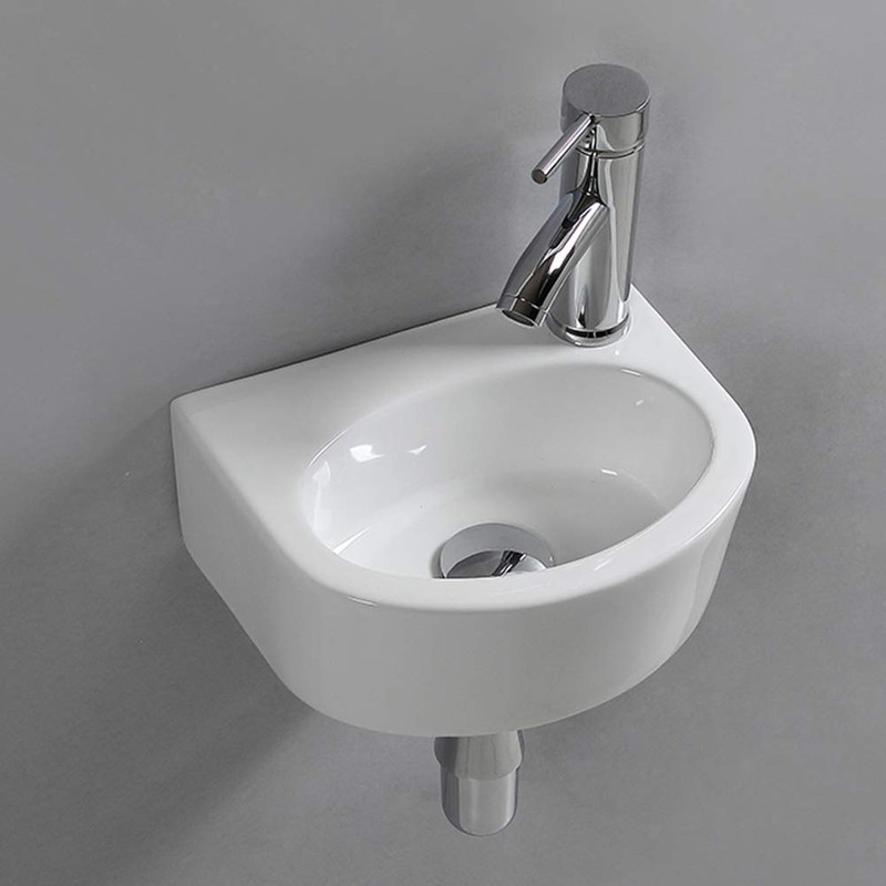 Wall Hung Basin Sink Small Cloakroom Basin Rectangle Ceramic Wash