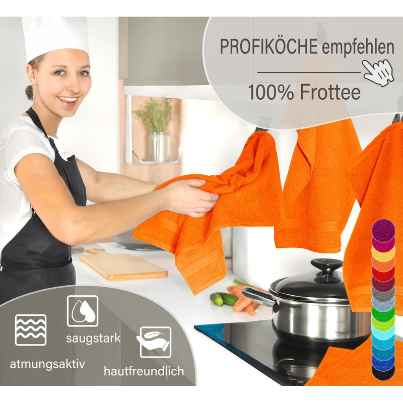 Lashuma Linz Terry Towels, Kitchen Towel Set of 4, Colour: