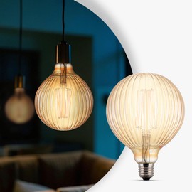 Harwez Light Bulbs, 4W Dimmable Decorative Large Unique Amber Globe G125 Edison LED Bulbs with Squirrel Cage Filament, E26 Medium Base, 2200K Warm Ambient Mood Lighting for Indoor Decoration, 1 Pack