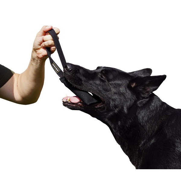 DINGO GEAR French Material Bite Tug for The Dog Training, 1 Handle, Black S00072