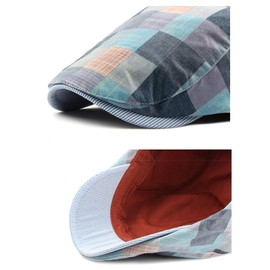 Gudessly - Gorro de golf de algodón plano para hombre, ajustable, a rayas, a cuadros, con diseño de hiedra, 826red, 6 7/8-7 1/2