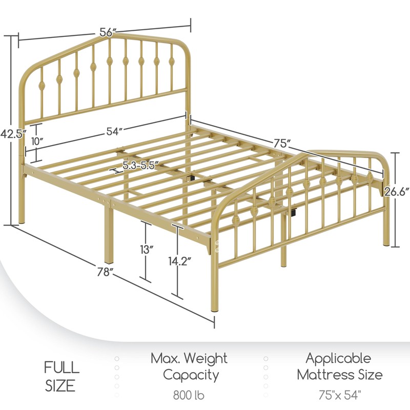 Yaheetech Full Bed Frames Metal Platform Bed with Victorian Style