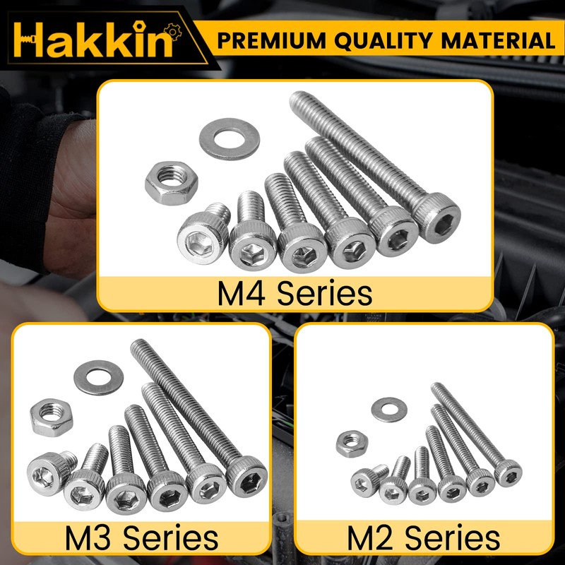 Hakkin Nuts and Bolts 1080Pcs M2 M3 M4 Hex Socket