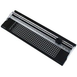 Paper Cutter, A4 Size, Lightweight Mini Cutter, Slide Cutter, Card Cutter with Ruler, Multi-functional Cushion Paper, Cardboard Cover Paper, For Home and Commercial Use (Black)