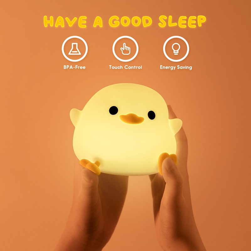 UNEEDE LED Cute Bean Duck Night Light, DoDo Duck Silicone