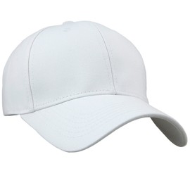 KYEYGWO Cotton Baseball Cap for Men Woman, Adjustable Solid Color 6 Panel Sports Hat Hip Hop Caps, White