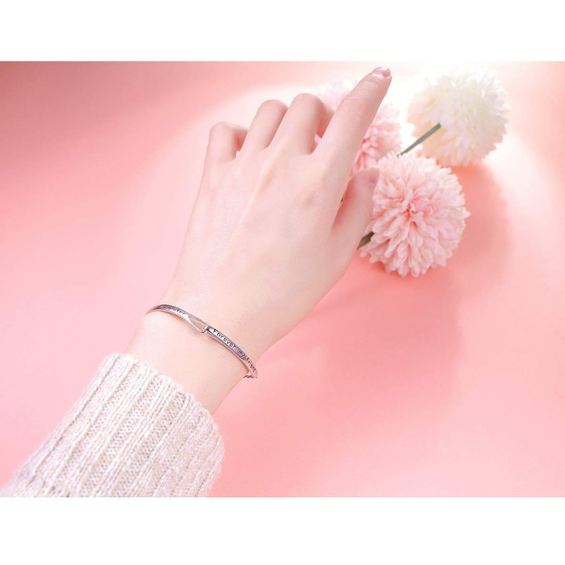 FLYOW Sterling Silver Always My Sister Forever My Friend Inspirational