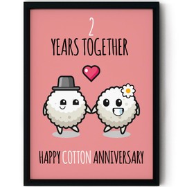 Stuff4 2nd Anniversary Poster Framed - 2 Years Together - Happy 2nd Wedding Anniversary Cute Gifts for Girlfriend Companion Partner Wife Husband Boyfriend, 8x10 Inch Anniversaries Posters