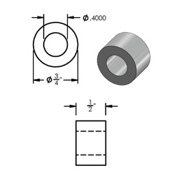 Aluminum Spacer Black 3/4" OD x 3/8" ID x Choose Your Length, Round Spacer Unthreaded Standoff Bushing Plain Finish, Fits Screws Bolts 3/8" or M10 by Metal Spacers Online (1/2" Length, 10 Pack)
