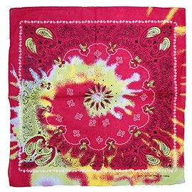 Zac's Alter Ego Rainbow Paisley Spiral Bandana, Hippy Tie Dye Neckerchief