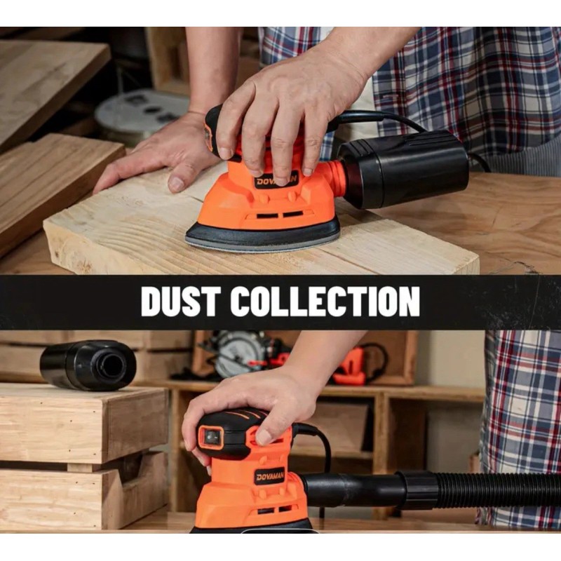 Dovaman 130W Detail Hand Sander Tool With 12Pcs Sandpapers For