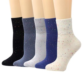 LIVEBEAR 4 Pairs Women’s Made In Korea Cute Novelty Lightweight Solid Color Casual Cotton Crew Socks (Dark Solid)