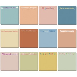 Zonon 12 Pieces Inspirational Sticky Notes 3 x 3 Inch Motivational Fun Notepads Positive Gifts for Teacher Nurse Coworkers Work Studying Supplies(Morandi Style)