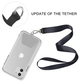 Phone Tether Tab, COCASES 2 Pack Update Phone Lasso Patch with Replacement Part for Smartphone Lanyard Safety Tether（Grey）