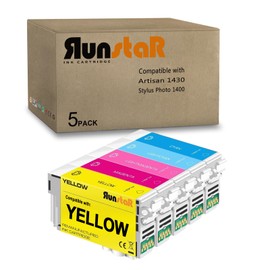 Run Star 79 T079 Remanufactured Ink Cartridge Replacement with 79 T079 T079120 Work for Epson Artisan 1430 Stylus Photo 1400 Printer (5 Packs; Cyan/Yellow/Magenta/Light Cyan/Light Magenta)