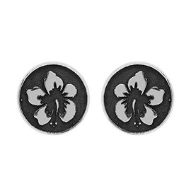 Cherry Blossom Design Coin Earrings for Women, Sterling Silver Earrings for Women, 10 mm Stud Earrings, Stud Earrings for Women, Sterling Silver, Christmas Gifts for Women