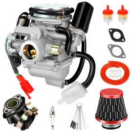 XIKOBY GY6 150cc Carburetor PD24J Carb Compatible with 125cc Taotao Scooter Moped 152QMI 157QMJ 4 Stroke Engine Roketa Motorcycle Hammer-head ATV Go Kart Dune Buggy Parts with Intake Manifold