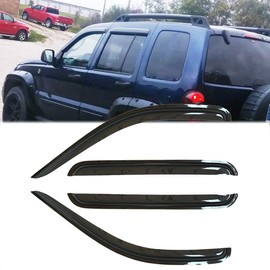 4pcs Original Shatterproof Out-Channel Style Window Wind Vent Deflector for 02-07 Liberty,Tape On Sun Rain Guard Sets,Window Deflectors,Durable Window Visors for 2002-2007 Jeep Liberty 94428