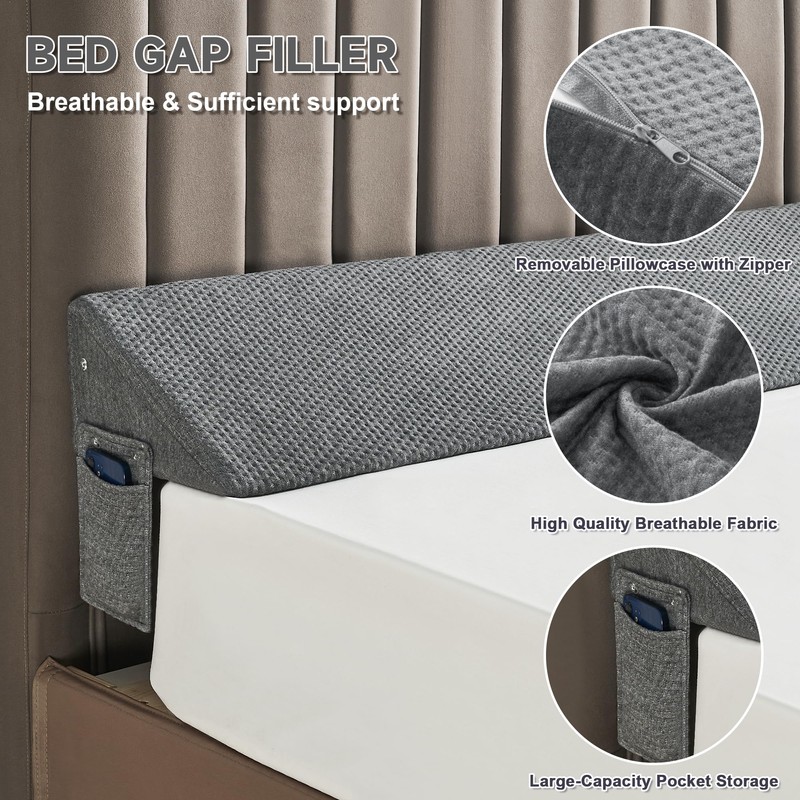 IFNOW Queen Size(60"x6"x10") Bed Wedge Pillow for Headboard, Mattress Gap