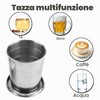 2 Pezzi Tazza Pieghevole in Acciaio Inox, Bicchiere Telescopico, Posate