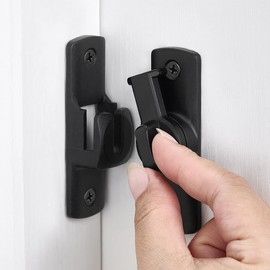 INIRET 2 Packs Black Barn Door Latches,90/180 Degree Gate Lock,Aluminum Alloy Right Angle Door Lock Latch,Flip Gate Latches Hardware,Door Security Sliding Door Lock fo Cabinets,Barn Door,Bathroom