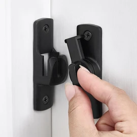INIRET 2 Packs Black Barn Door Latches,90/180 Degree Gate Lock,Aluminum Alloy Right Angle Door Lock Latch,Flip Gate Latches Hardware,Door Security Sliding Door Lock fo Cabinets,Barn Door,Bathroom