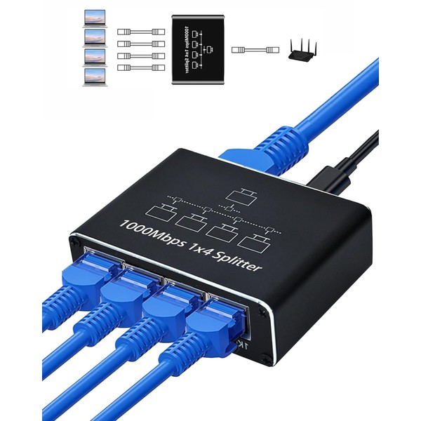 LAN Splitter 1 auf 4 Ethernet Splitter 1000 Mbps LAN