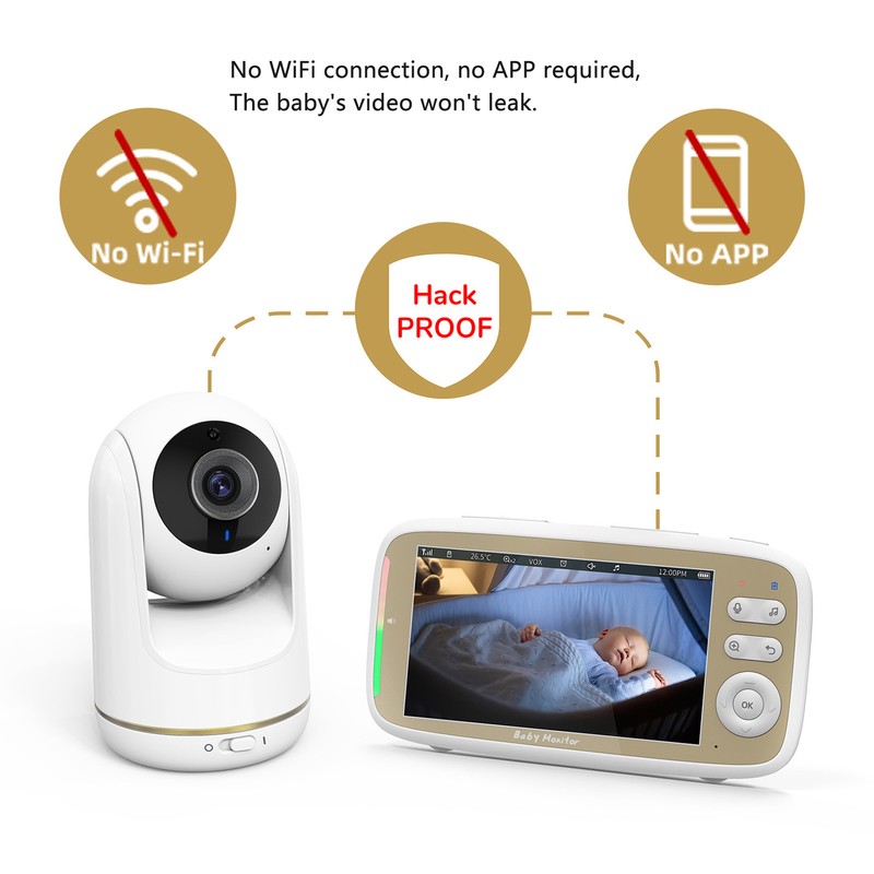 5in Baby Monitor with Camera and Audio Remote PTZ Night