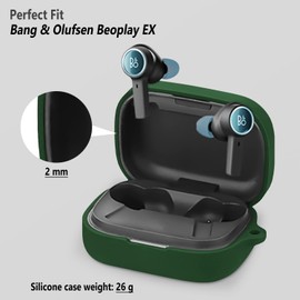 Geiomoo Silicone Case Compatible with Bang Olufsen Beoplay EX, Protective Cover with Carabiner (Emerald Green)